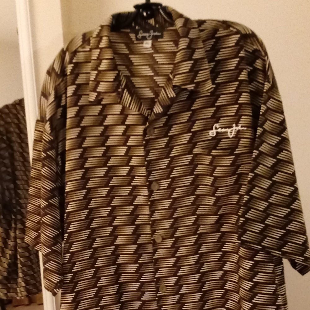Sean John Brown/Cedar/Tan Print Shirt Size XL